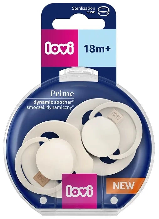 LOVI Prime Sílikon Snuð - 18+ mánaða - Coconut/Ivory 2 í boxi