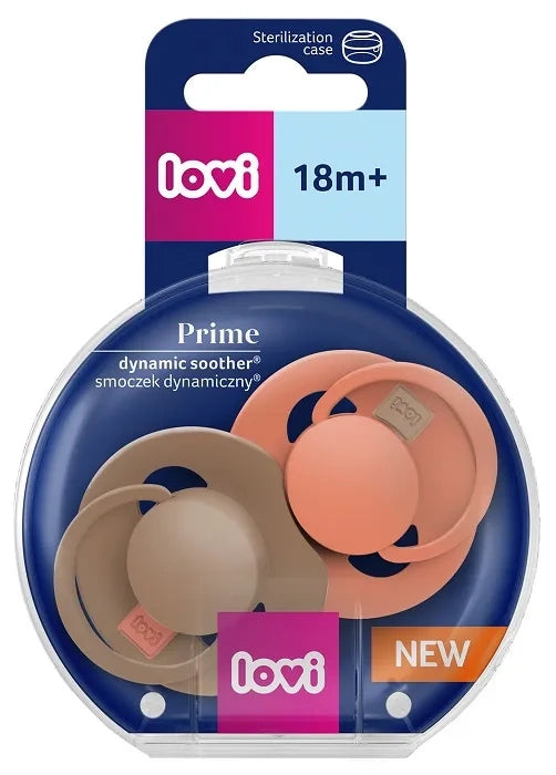 LOVI Prime Sílikon Snuð - 18+ mánaða - Granola/Orange 2 í boxi