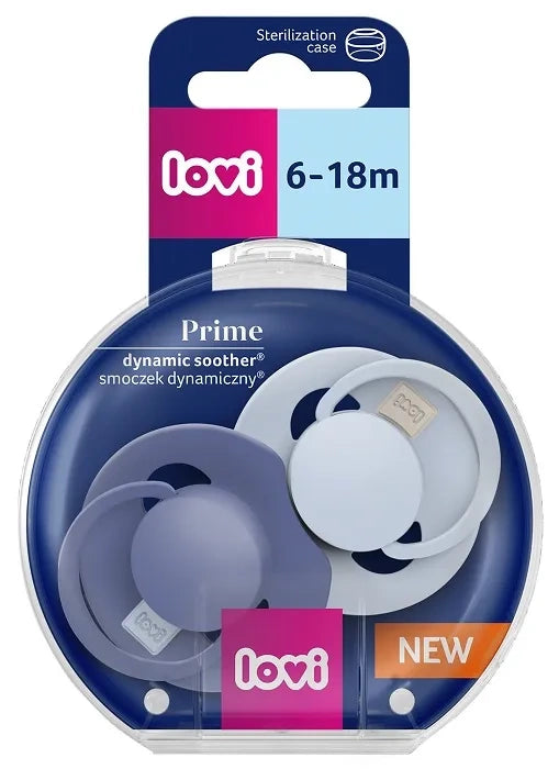 LOVI Prime Sílikon Snuð - 6-18 mánaða - Baby Blue/Blue 2 í boxi