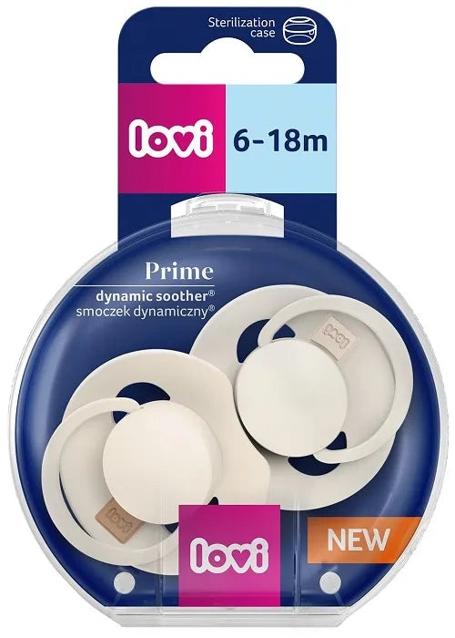 LOVI Prime Sílikon Snuð - 6-18 mánaða - Coconut/Ivory 2 í boxi