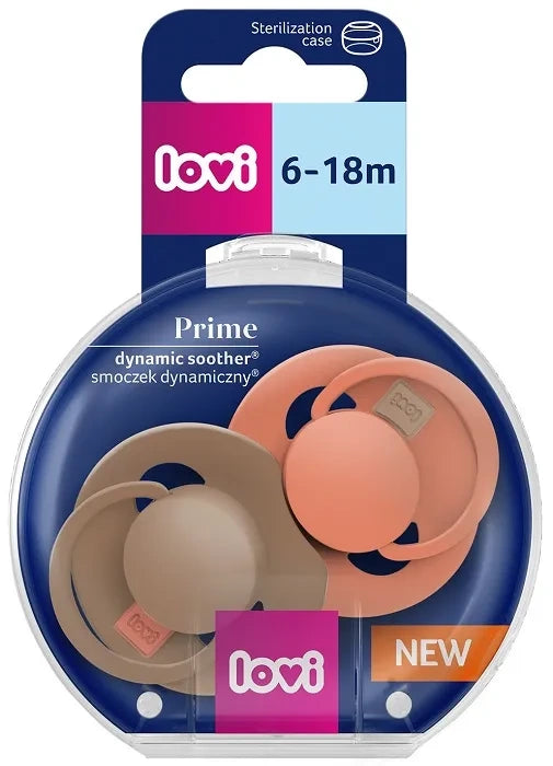 LOVI Prime Sílikon Snuð - 6-18 mánaða - Granola/Orange 2 í boxi