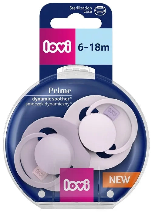 LOVI Prime Sílikon Snuð - 6-18 mánaða - Lilac/Violet 2 í boxi