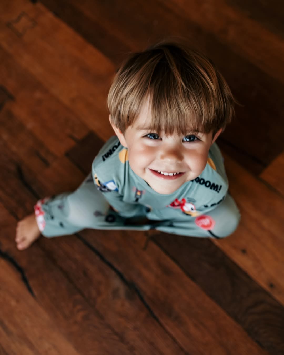 Bamboo Náttföt - Tractors Green