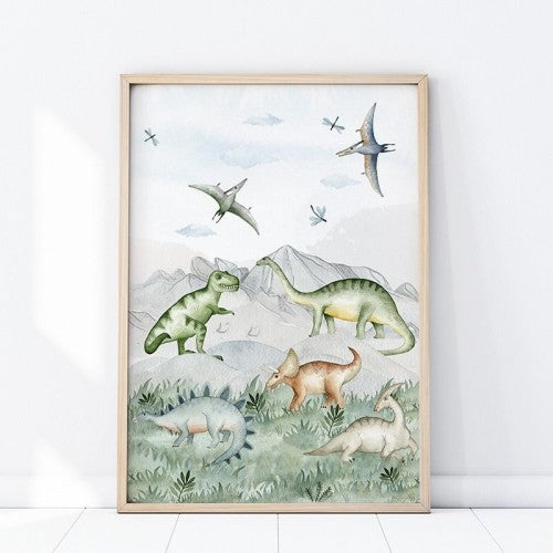 Veggspjald - Dinosaurs - stærð 50x70cm