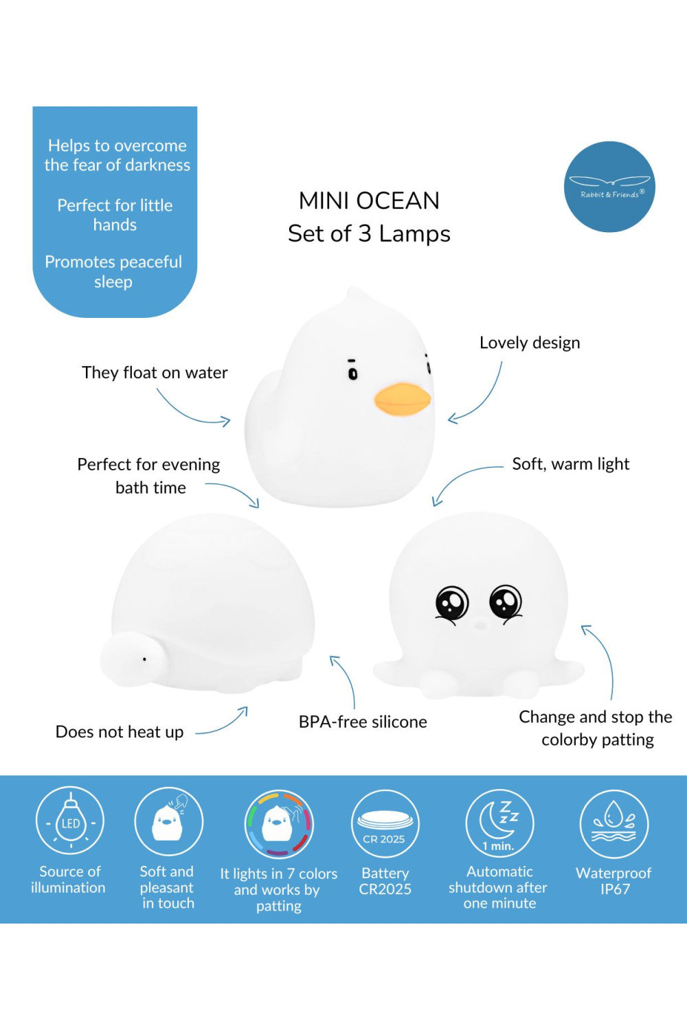 Waterproof Mini Ocean Silicone Lamps - 3 pcs