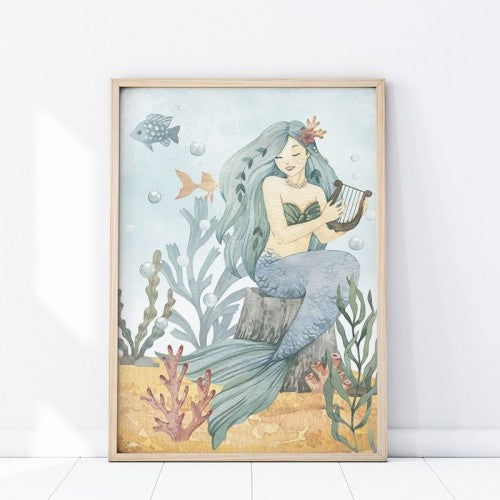 Veggspjald - Mermaid - stærð 50x70cm