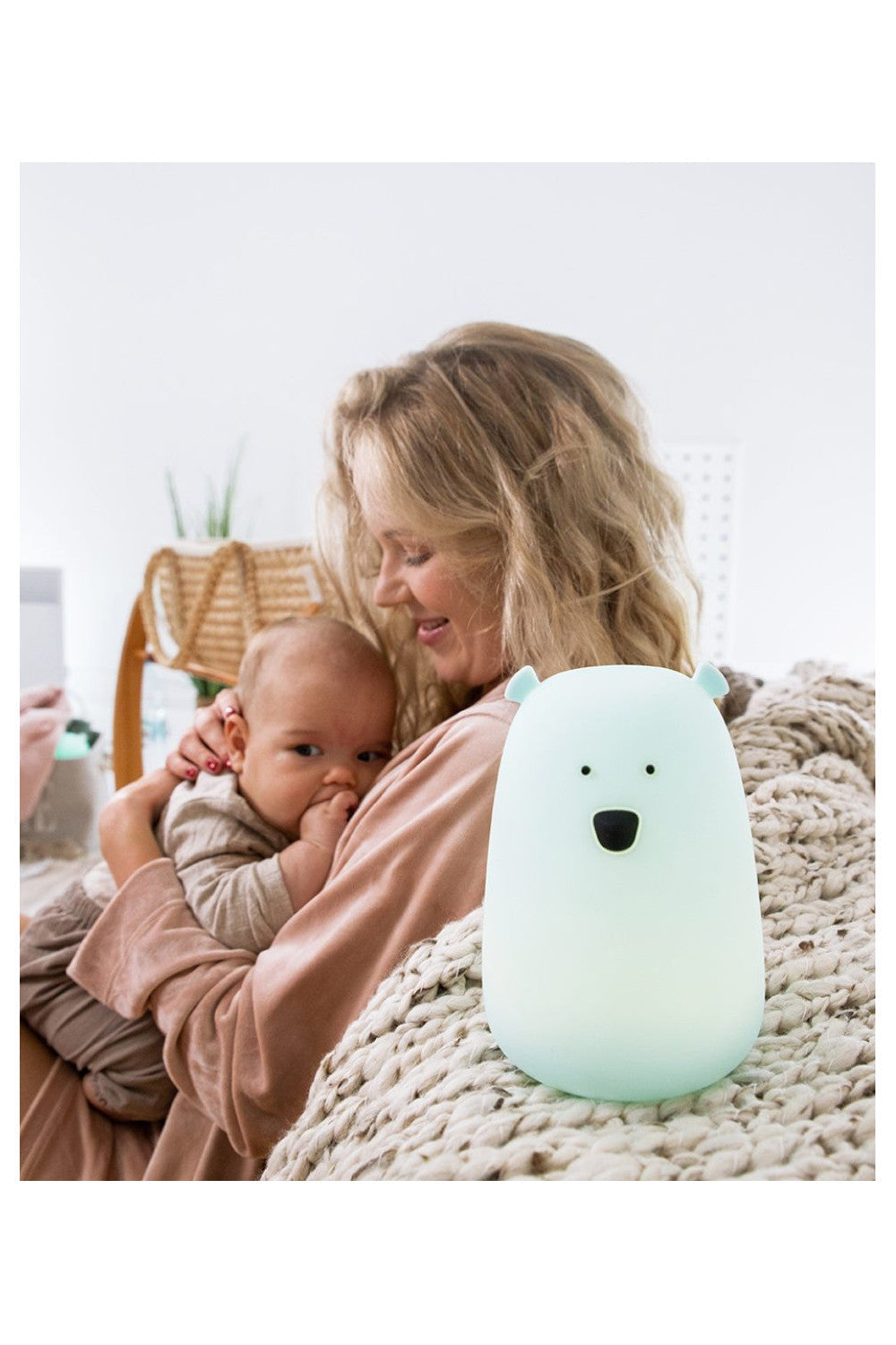Mjúkur Sílikon Lampi með fjarstýringu - Bear Mint Green