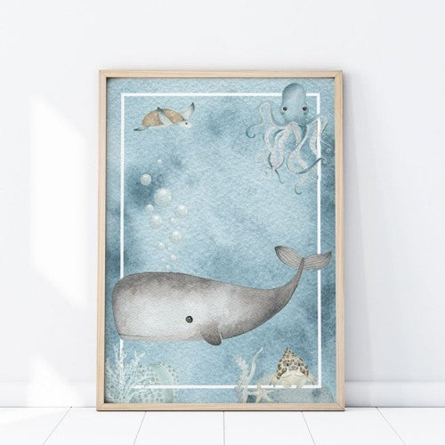 Veggspjald - Whale - stærð 50x70cm