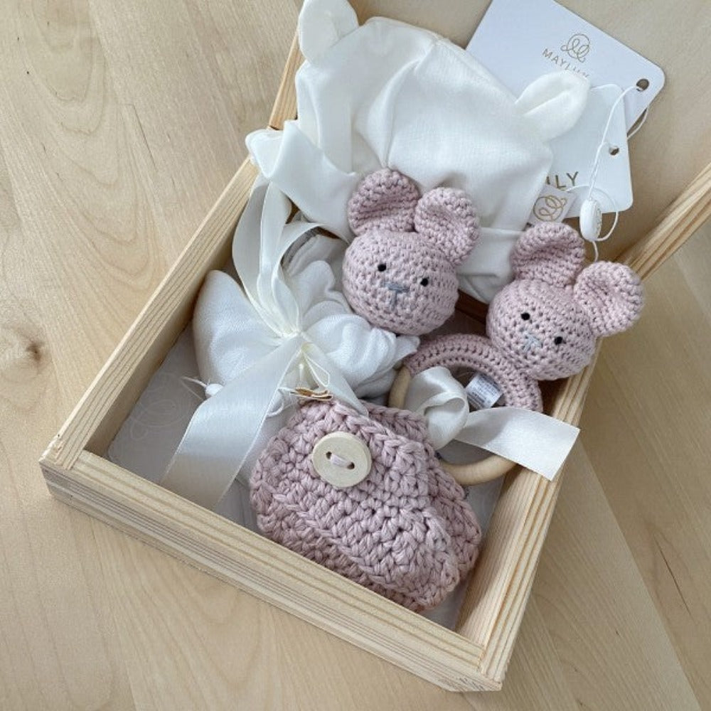 Newborn Gift Box - 4pcs - Bunny Dusty Pink
