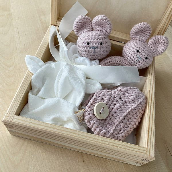 Newborn Gift Box - 4pcs - Bunny Dusty Pink