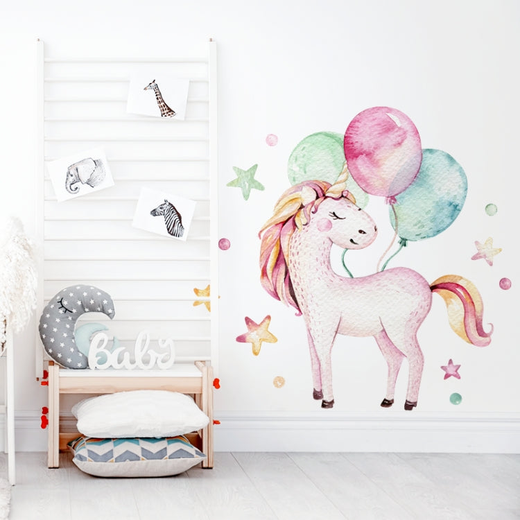 Vegglímmiði - Unicorn with balloons L
