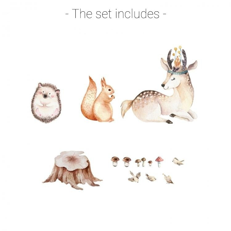 Vegglímmiði - Deer & Friends XL