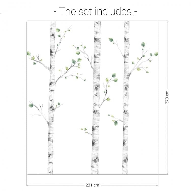 Vegglímmiði - Birch Trees (x3)