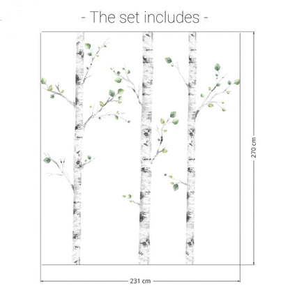 Vegglímmiði - Birch Trees (x3)