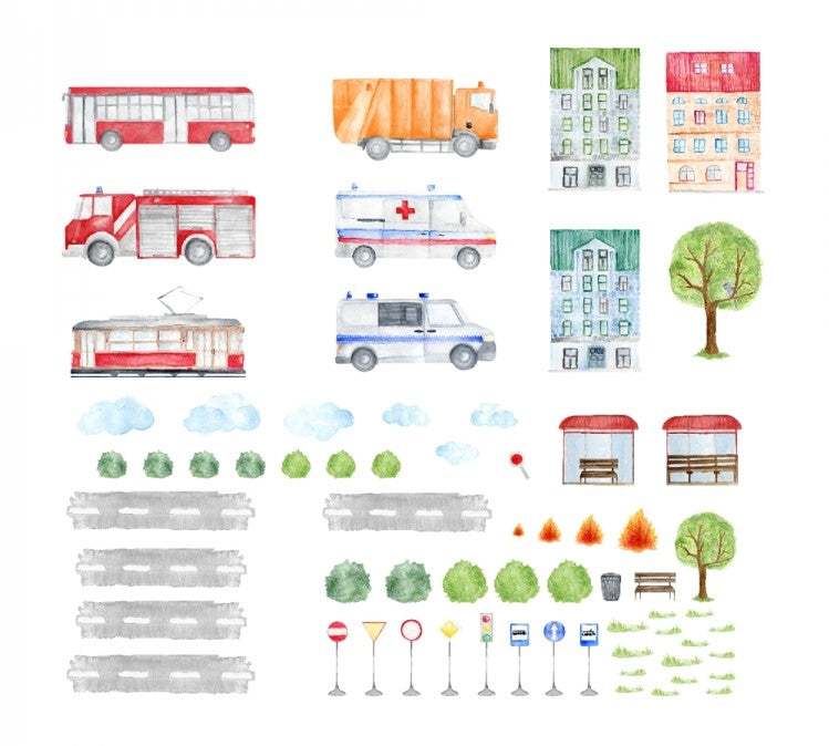 Vegglímmiði - Vehicles Sett