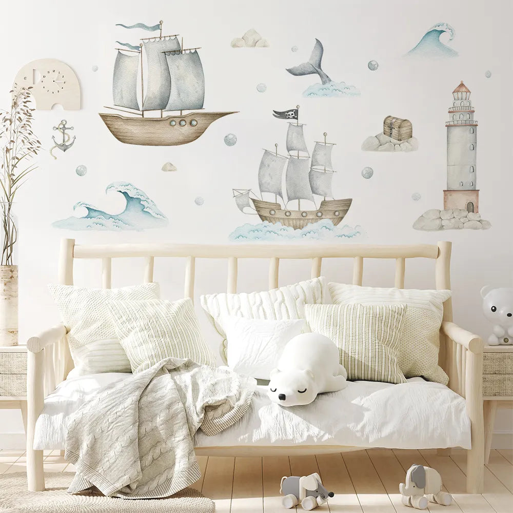 Vegglímmiði - Pirate Ships Sett