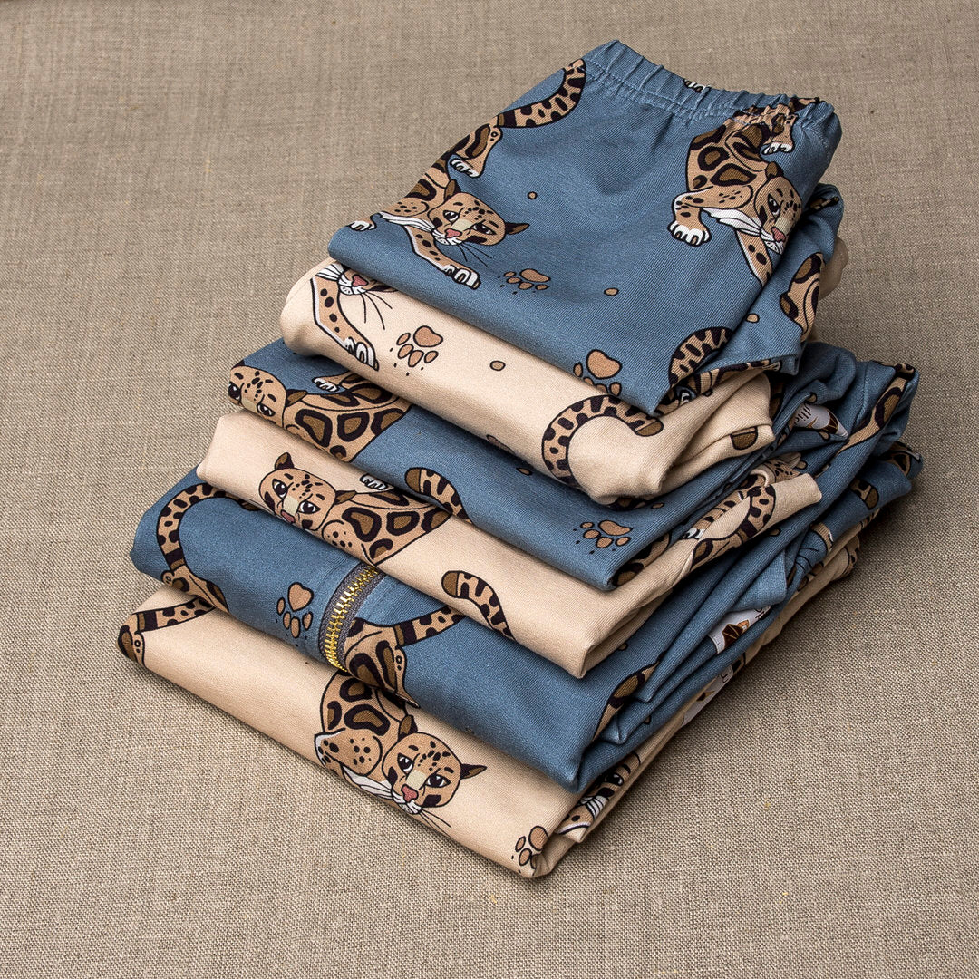 Borneo Blast Organic Leggings - Blue Leopard