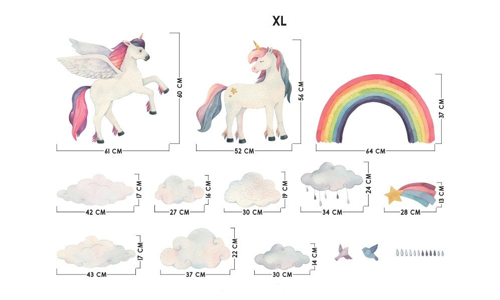 Vegglímmiði - Unicorn and Pegasus