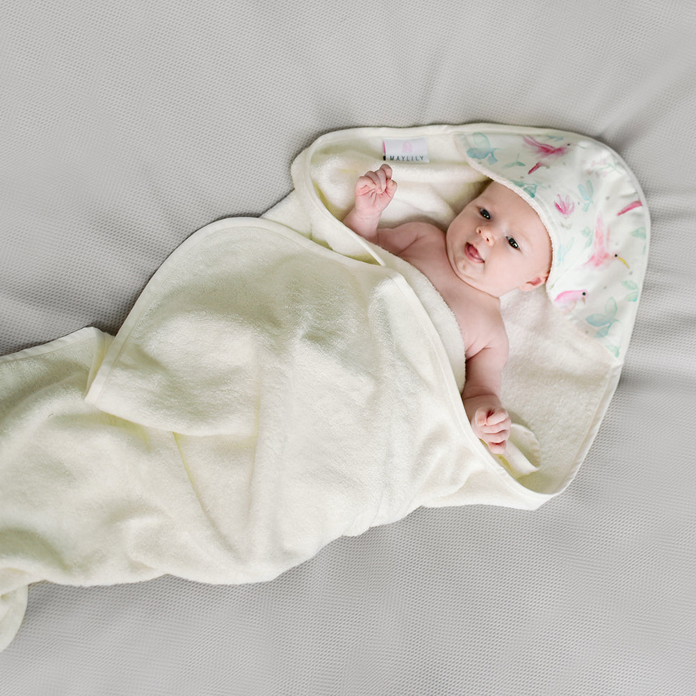 Ungbarnahandklæði úr bambus með hettu - Fawns Cream
