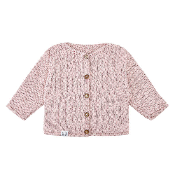 Handprjónað Ungbarnasett úr bambus - Dusty pink