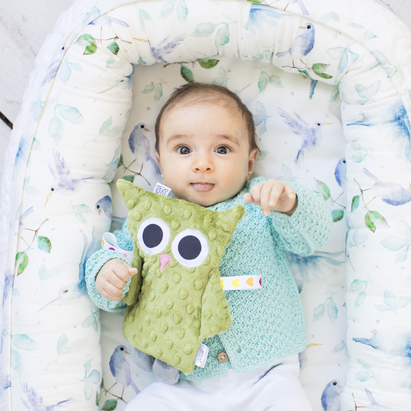 High Contrast Sensory Cuddly Owl - Light Blue
