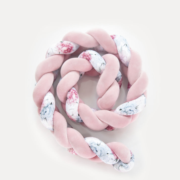 Stuðkantur Flétta (3 strands) - Pink / Flowers