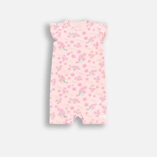 Short Sleeve Romper - Pink Flowers