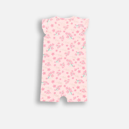 Short Sleeve Romper - Pink Flowers