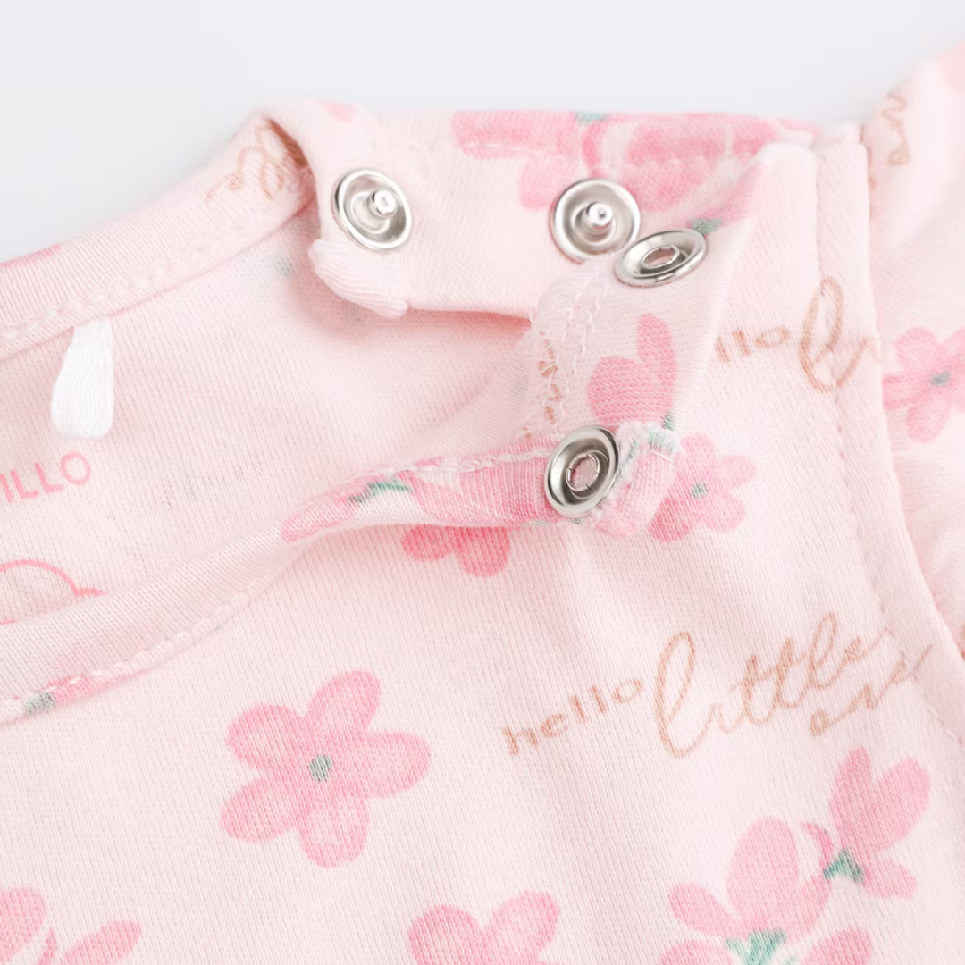 Short Sleeve Romper - Pink Flowers