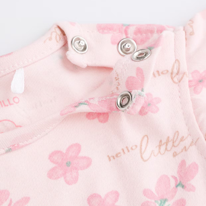 Short Sleeve Romper - Pink Flowers