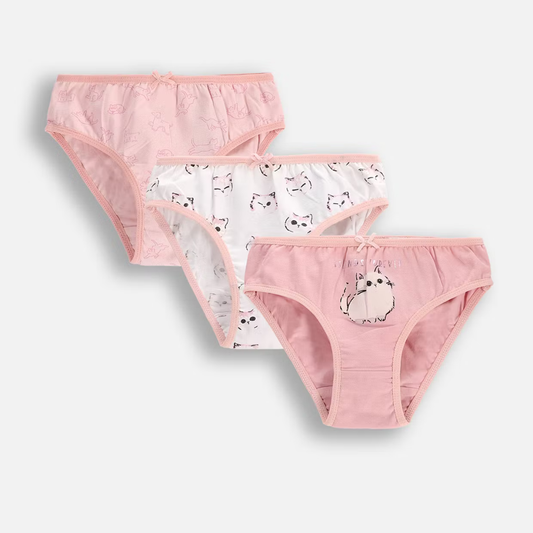 Nærbuxur - 3pcs - Light Pink Cats