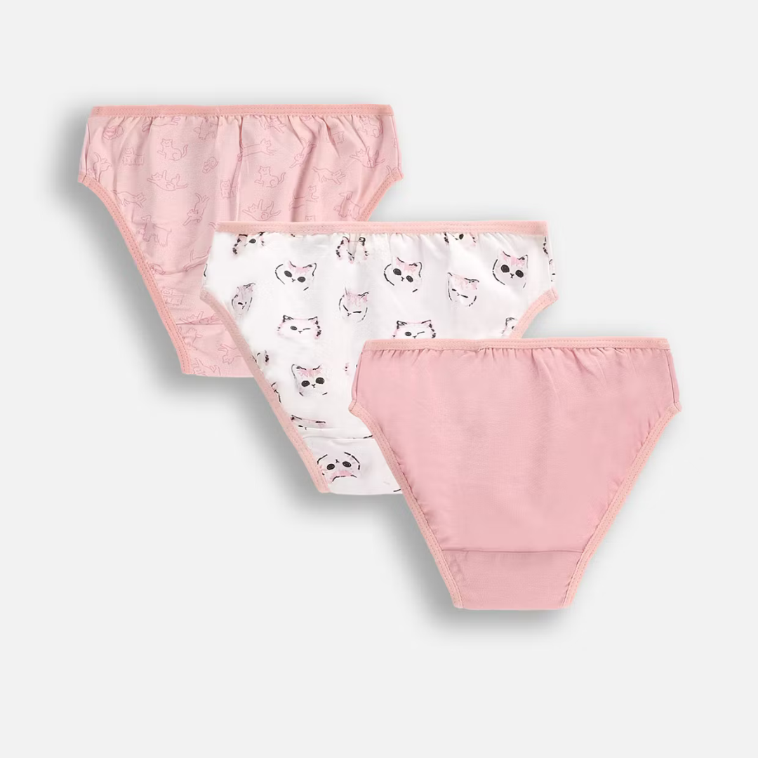 Nærbuxur - 3pcs - Light Pink Cats