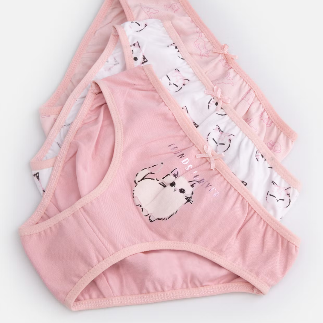 Nærbuxur - 3pcs - Light Pink Cats