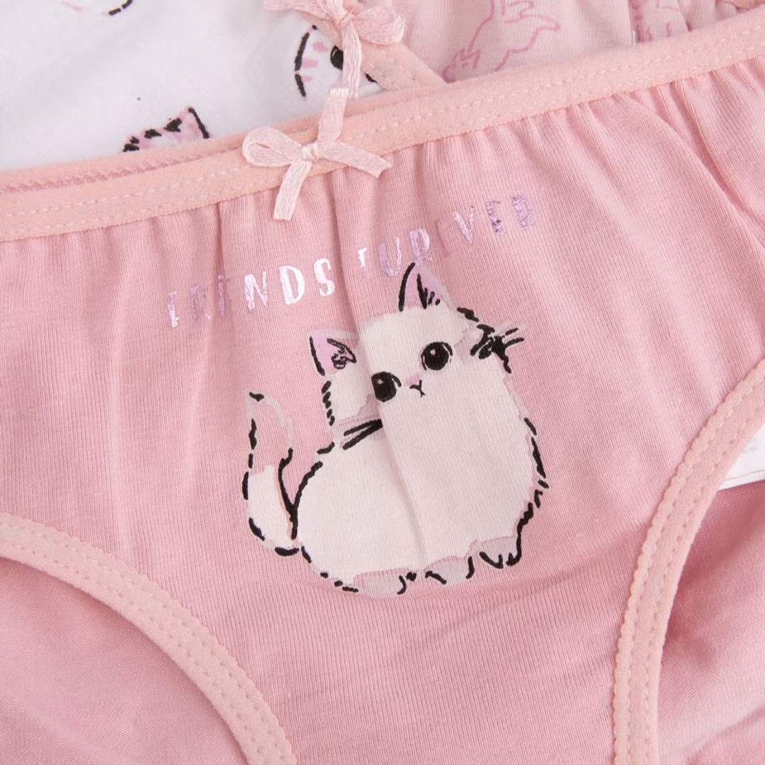 Nærbuxur - 3pcs - Light Pink Cats