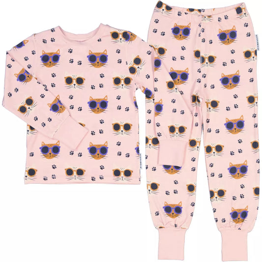 Bamboo Náttföt - Cool Cats Pink