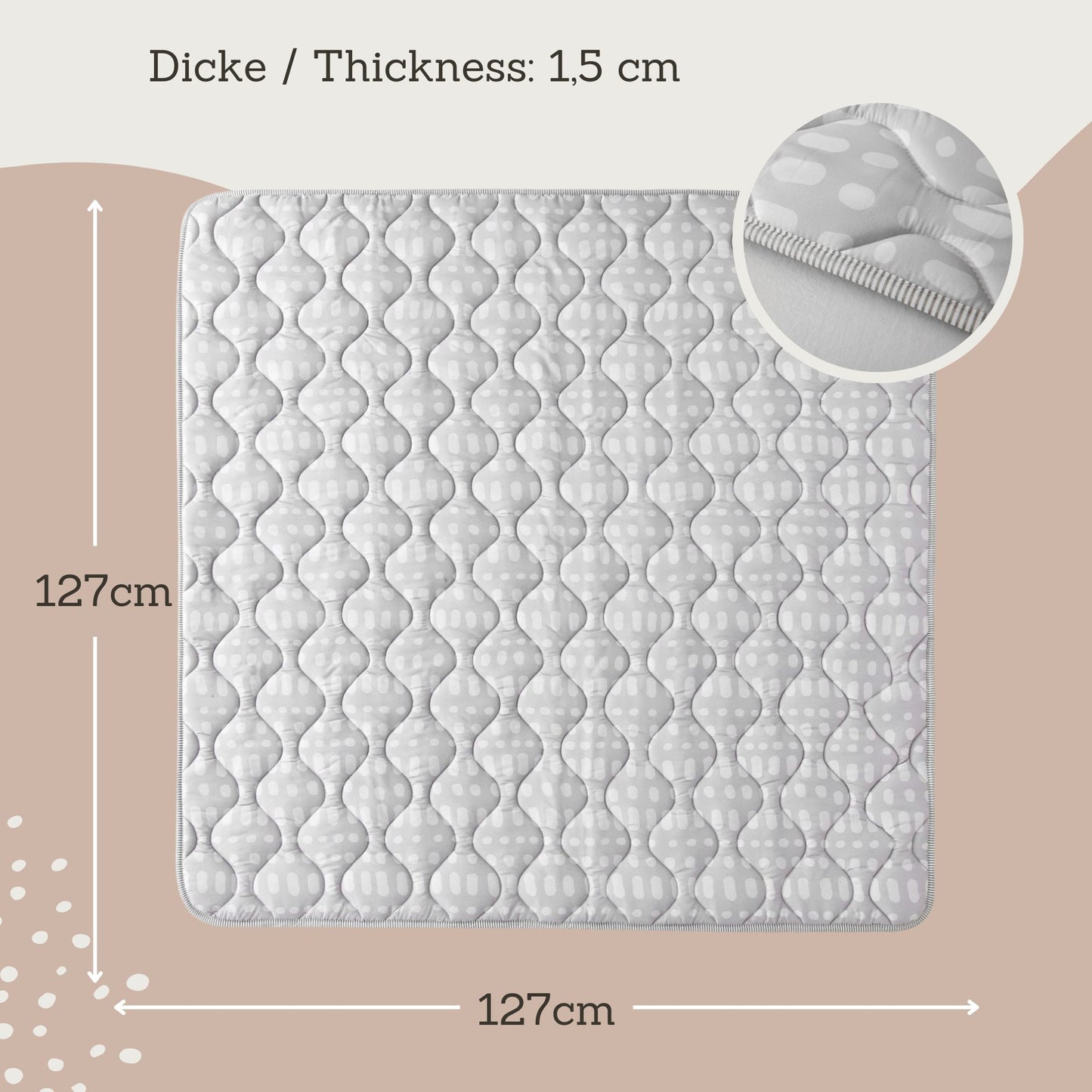 Quilted Leikmotta - Gray 127/127cm - FORPÖNTUN