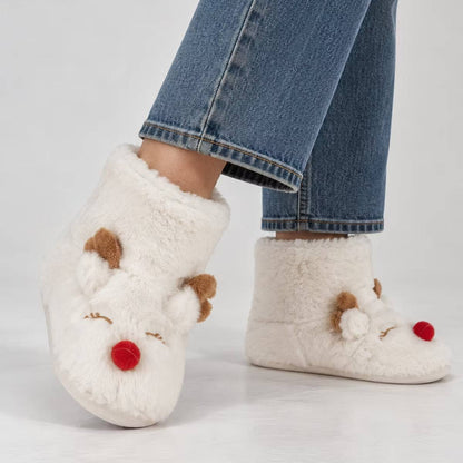 Jólainniskór - Bootie Slippers White Reindeer