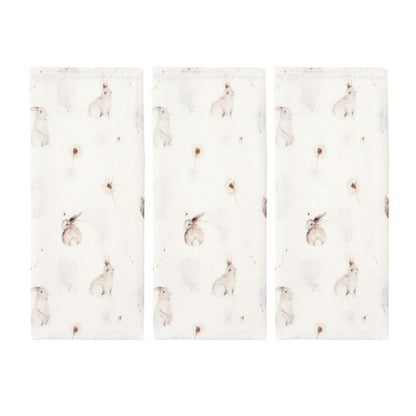 Muslin Taubleyjur úr Bambus 3-pack - Bunnies