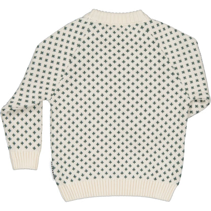 Peysa - Knitted Sweater Offwhite/green