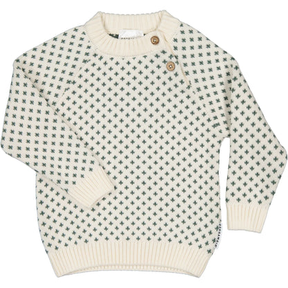 Peysa - Knitted Sweater Offwhite/green