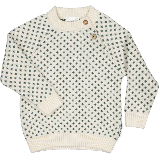 Peysa - Knitted Sweater Offwhite/green