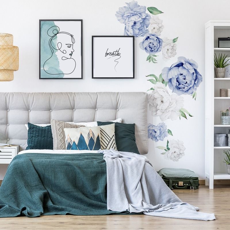Vegglímmiði - Peonies Blue