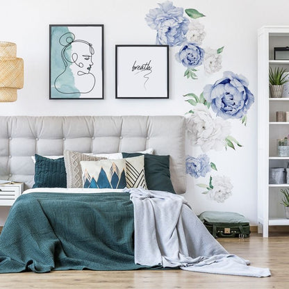 Vegglímmiði - Peonies Blue