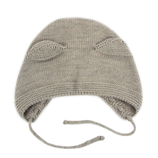 Ullar Ungbarnahúfa með eyrum - Beige