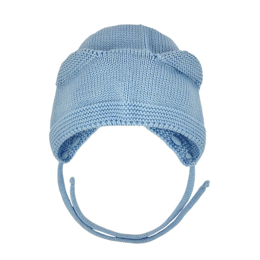 Ullar Ungbarnahúfa með eyrum - Blue