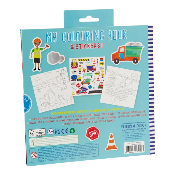 Litabók - Scented Colouring Book with Stickers - Construction
