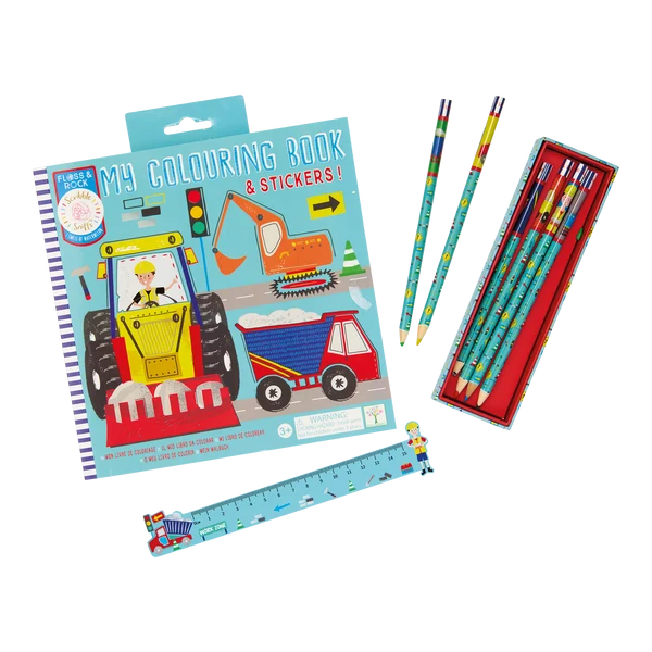 Litabók - Scented Colouring Book with Stickers - Construction