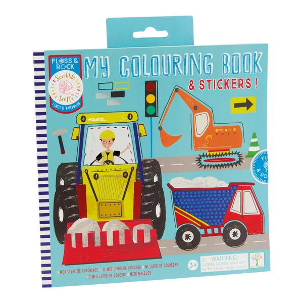 Litabók - Scented Colouring Book with Stickers - Construction
