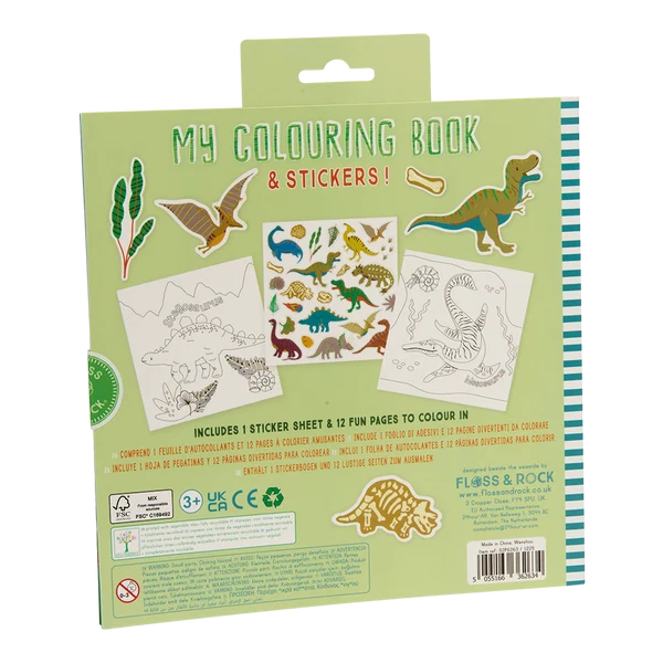 Litabók - Scented Colouring Book with Stickers - Dino