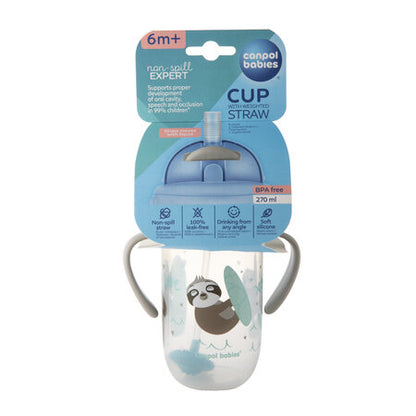 Glas með röri Non-spill Cup with weighted straw 270ml Gray